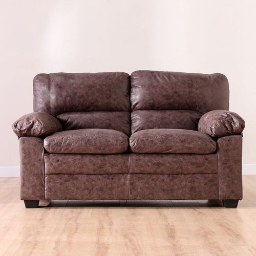 Empress 2 Seater Faux Leather Sofa-Dark Brown
