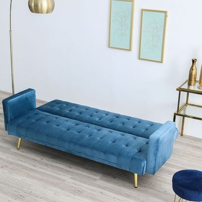 كلاودي - أريكة سرير قماش 3 مقاعد - أزرق
