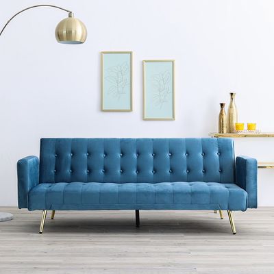 Claude 3 Seater Fabric Sofa Bed - Ocean Blue