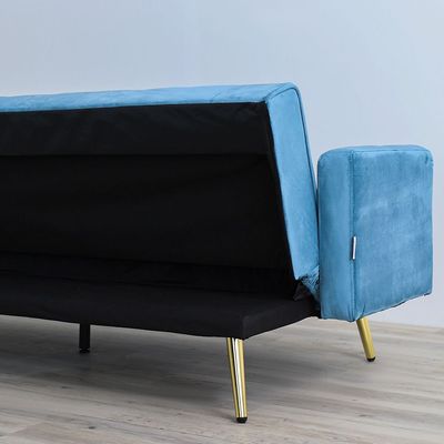 Claude 3 Seater Fabric Sofa Bed - Ocean Blue