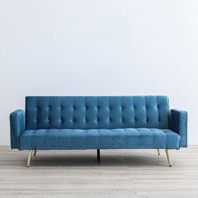 Claude 3 Seater Fabric Sofa Bed - Ocean Blue