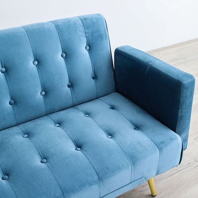 Claude 3 Seater Fabric Sofa Bed - Ocean Blue