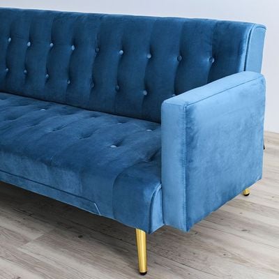 Claude 3 Seater Fabric Sofa Bed - Ocean Blue