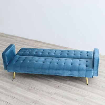 Claude 3 Seater Fabric Sofa Bed - Ocean Blue