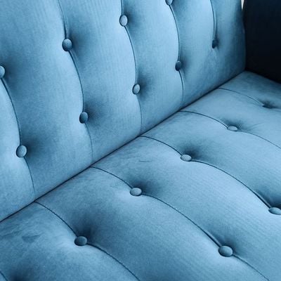 Claude 3 Seater Fabric Sofa Bed - Ocean Blue