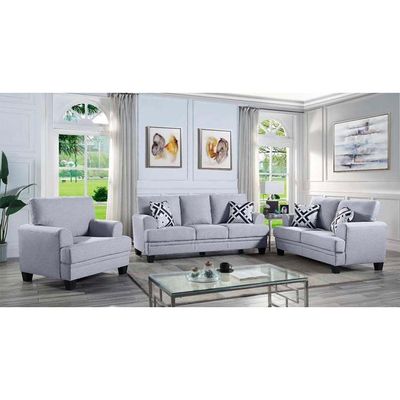 Dahlia 3-Seater Fabric Sofa - Light Grey