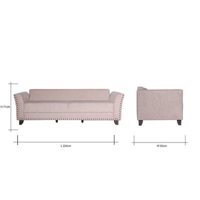 Ashley 3+3+1+1 Seater Fabric Sofa Set-Light Brown