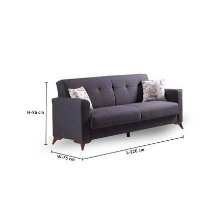ستوكهولم - طقم أريكة قماش مقاعد 3 + 2 + 1 مقاعد - رمادي غامق