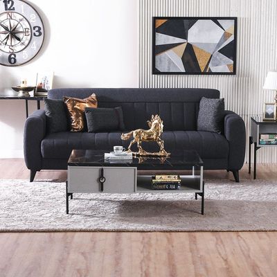 Doha 3+2+1 Seater Fabric Sofa Set-Charcoal