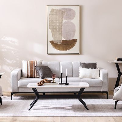 Form 3+1+1 Seater Fabric Sofa Set-Beige