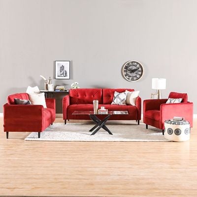 Rabiya Fabric Sofa Set-Red