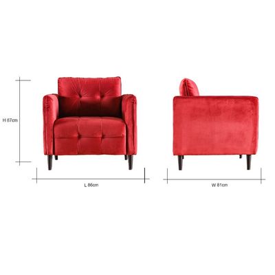 Rabiya Fabric Sofa Set-Red