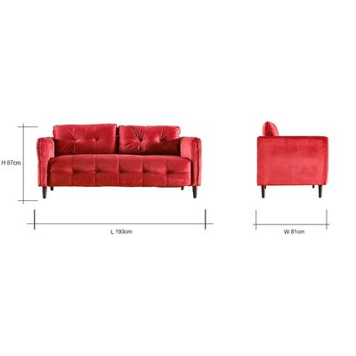 Rabiya Fabric Sofa Set-Red