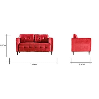 Rabiya Fabric Sofa Set-Red