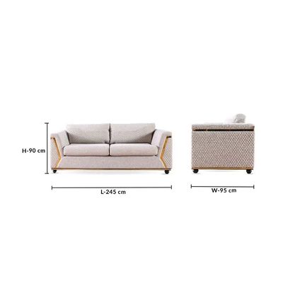 Bergamo 3+1 Seater Fabric Sofa Set-Light Grey/Blue