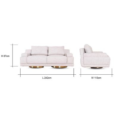 Elizabeth 3-Seater Fabric Sofa - Beige - With 2-Year Warranty