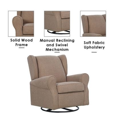 Dobbin 1 Seater Swivel Chair with Glider - Taupe