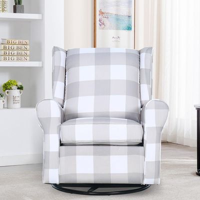 Dobbin 1-Seater Swivel Chair with Glider - Printed Grey - With 2-Year Warranty