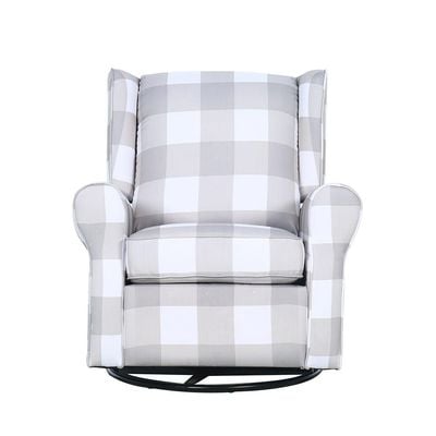 Dobbin 1-Seater Swivel Chair with Glider - Printed Grey - With 2-Year Warranty