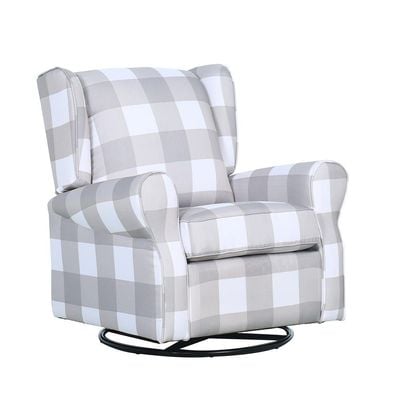 Dobbin 1-Seater Swivel Chair with Glider - Printed Grey - With 2-Year Warranty