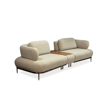 London 3-Seater Fabric Sofa with Console and USB Charger - Light Brown