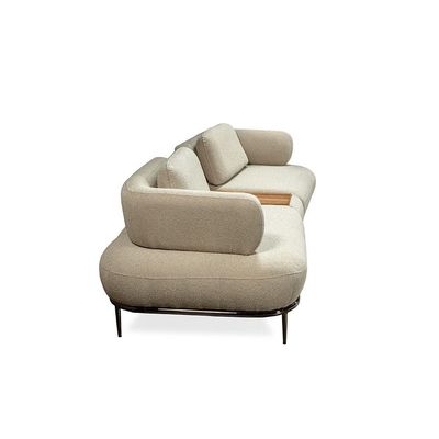 London 3-Seater Fabric Sofa with Console and USB Charger - Light Brown