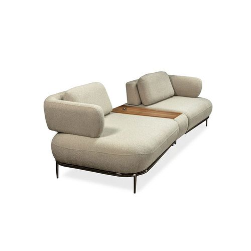 London 3-Seater Fabric Sofa with Console And USB Charger - Light Brown