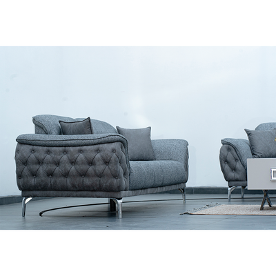 Vitalli 3 Seater Fabric Sofa - Grey