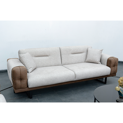 Bona 3 Seater Fabric Sofa - Beige/Brown