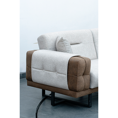 Bona 3 Seater Fabric Sofa - Beige/Brown