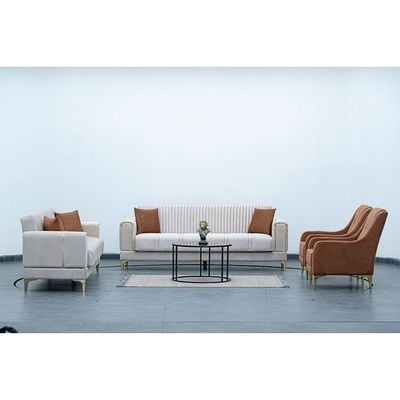 Tuna 8-Seater Fabric Sofa Set - Beige - With 2-Year Warranty