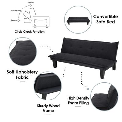 Manolo Fabric Sofabed - Black