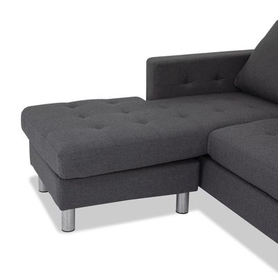 Joel Left Corner Fabric Sofa - Dark Grey