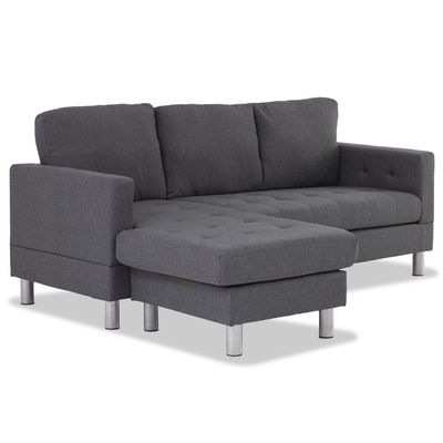 Joel Left Corner Fabric Sofa - Dark Grey