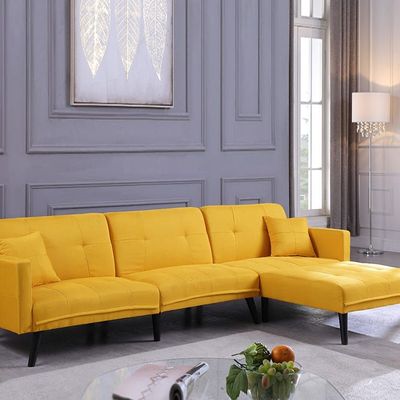 Clavio L-Shape Fabric Sofa - Yellow