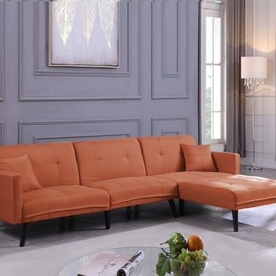 Clavio L-Shape Fabric Sofa - Orange