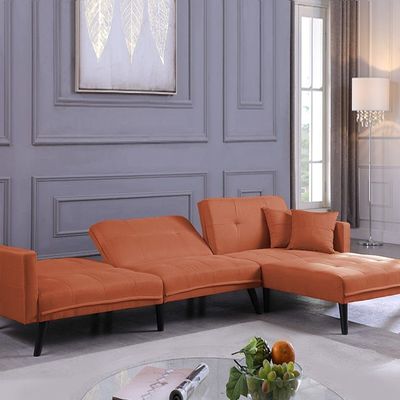 Clavio L-Shape Fabric Sofa - Orange