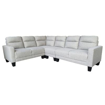 Alvaro Sectional Fabric Corner Sofa Set - Light Grey