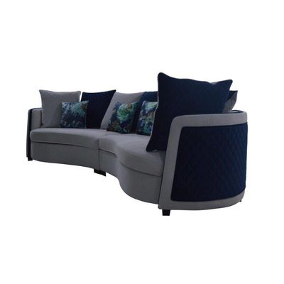 Carmela Fabric Corner Sofa - Cool Grey / Deep Blue