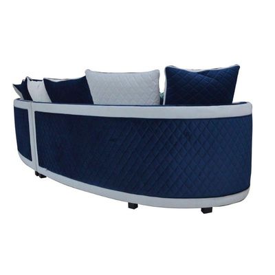 Carmela Fabric Corner Sofa - Cool Grey / Deep Blue