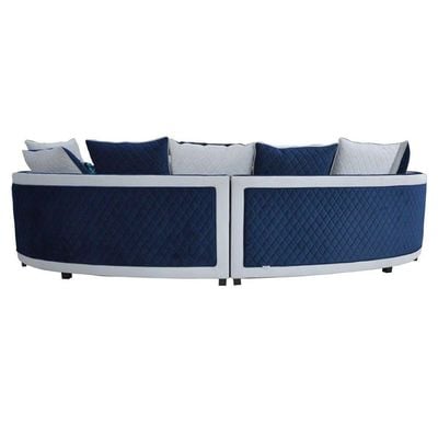 Carmela Fabric Corner Sofa - Cool Grey / Deep Blue