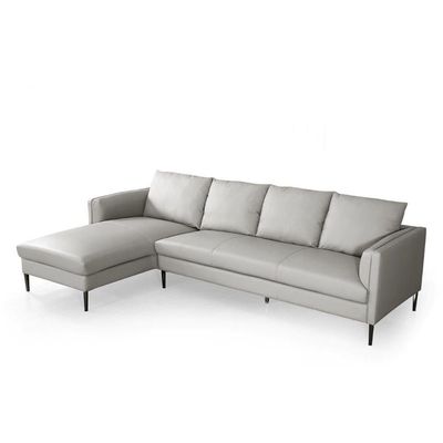 Luzilla Left Arm Leather Corner Sofa Set - Warm Grey