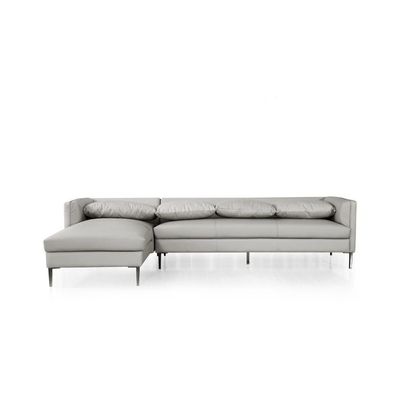 Luzilla Left Arm Leather Corner Sofa Set - Warm Grey