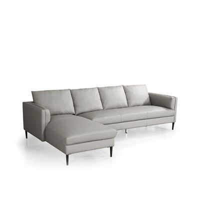 Luzilla Left Arm Leather Corner Sofa Set - Warm Grey