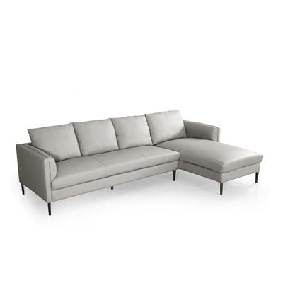 Luzilla Right Arm Leather Corner Sofa Set - Warm Grey