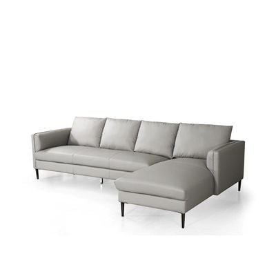 Luzilla Right Arm Leather Corner Sofa Set - Warm Grey