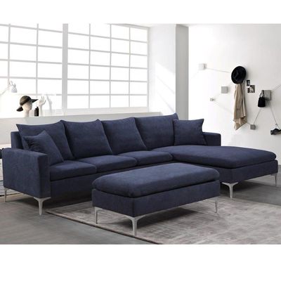 Elton 4-Seater Fabric Left & Right Reversible Corner Sofa with Ottoman