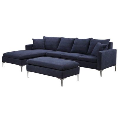 Elton 4-Seater Fabric Left & Right Reversible Corner Sofa with Ottoman