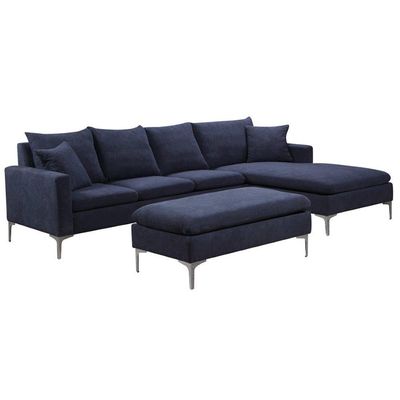 Elton 4-Seater Fabric Left & Right Reversible Corner Sofa with Ottoman