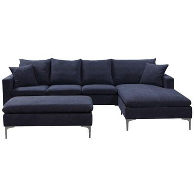 Elton 4-Seater Fabric Left & Right Reversible Corner Sofa with Ottoman